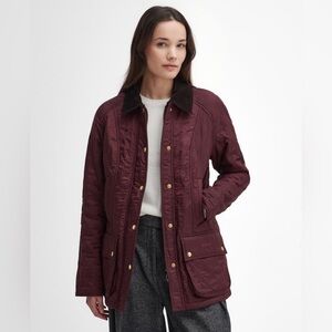 Barbour Cavalry Polarquilt Jacket Plum Corduroy Collar Quilted Women’s US6/UK 10